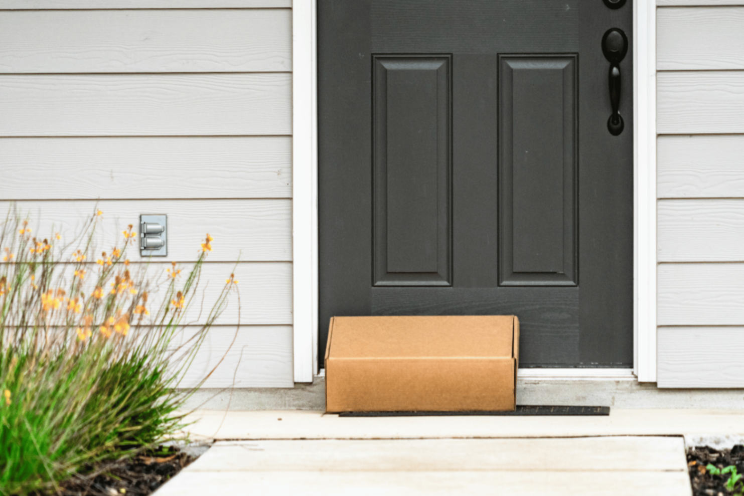 Packages being delivered to a front door